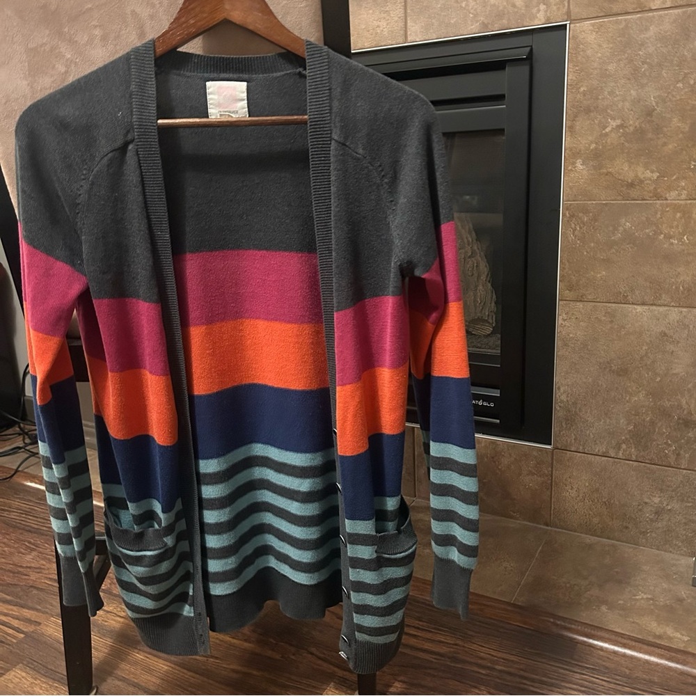 Quiksilver Colorblock
Striped Cardigan Sweater
Small Boho Coastal Beach Surf